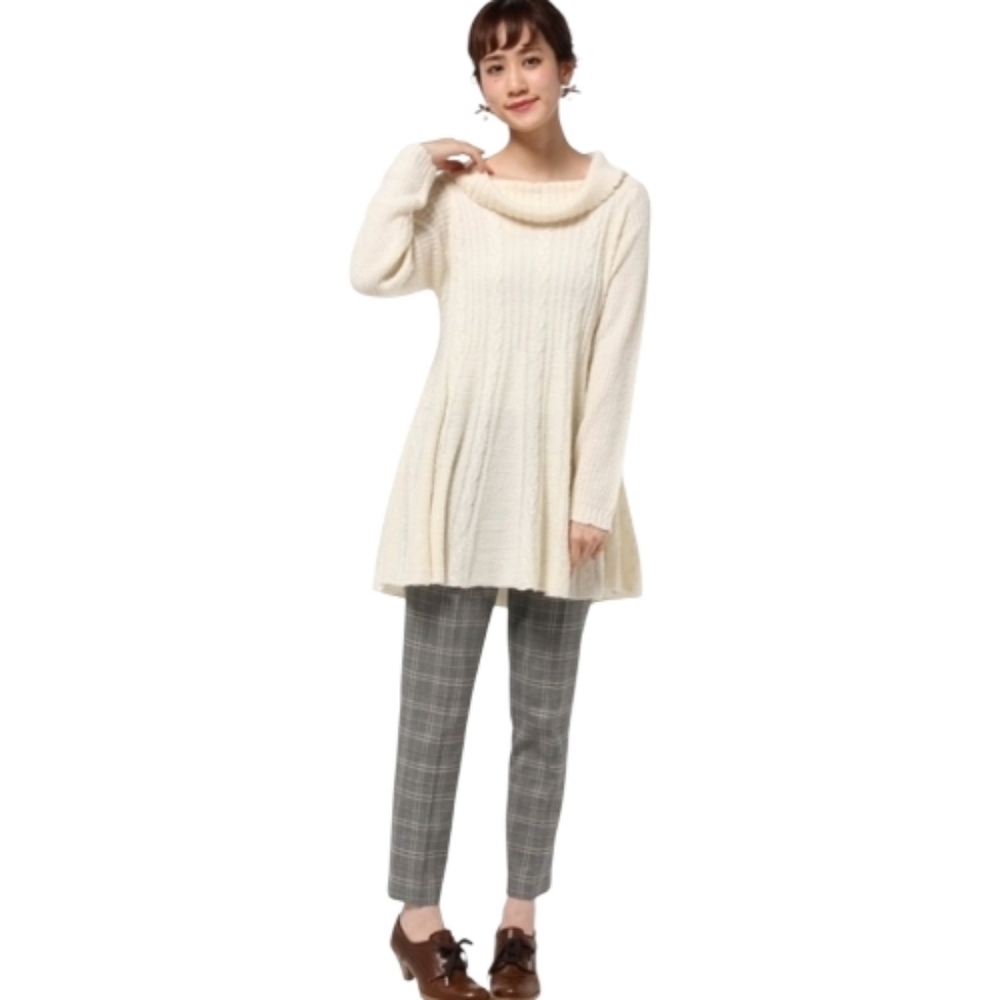 AXES FEMME ivory corset back lace ip design knit sweater tunic top M